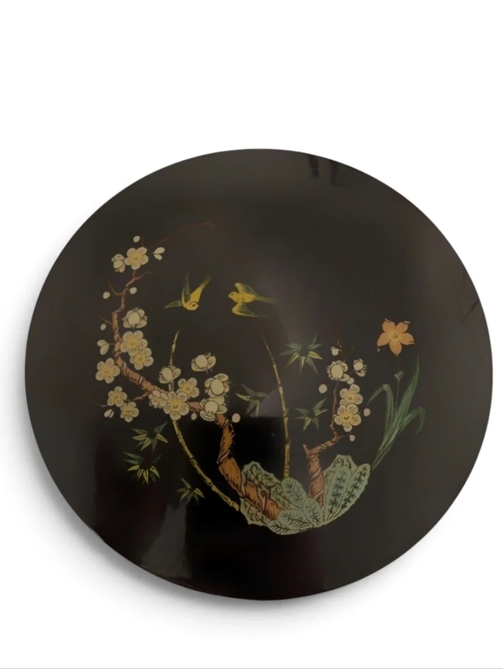 VINTAGE Japanese Decorative Powder Box Footed Bowl Floral Lid